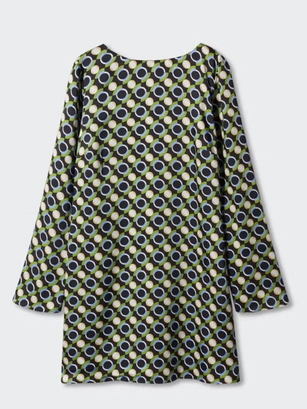 Mango Retro 70s Geometric Printed Long Sleeve Mini Dress - size 2